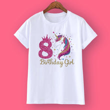 Load image into Gallery viewer, Unicorn Birthday Girls T-Shirt 1-12 Birthday