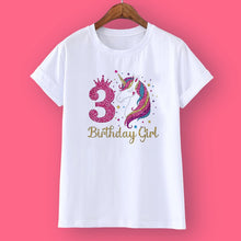 Load image into Gallery viewer, Unicorn Birthday Girls T-Shirt 1-12 Birthday