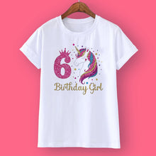 Load image into Gallery viewer, Unicorn Birthday Girls T-Shirt 1-12 Birthday