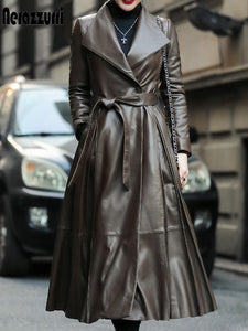 Feminine leather coat