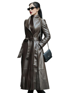 Feminine leather coat