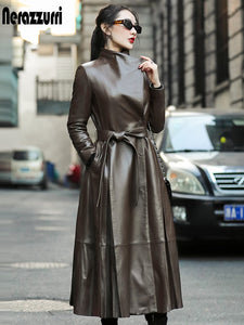 Feminine leather coat