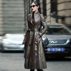 Feminine leather coat