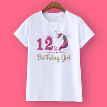 Load image into Gallery viewer, Unicorn Birthday Girls T-Shirt 1-12 Birthday
