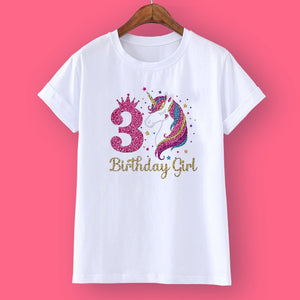 Unicorn Birthday Girls T-Shirt 1-12 Birthday