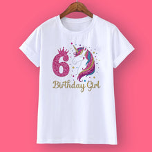 Load image into Gallery viewer, Unicorn Birthday Girls T-Shirt 1-12 Birthday
