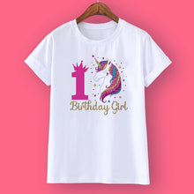 Load image into Gallery viewer, Unicorn Birthday Girls T-Shirt 1-12 Birthday
