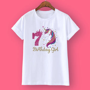 Unicorn Birthday Girls T-Shirt 1-12 Birthday