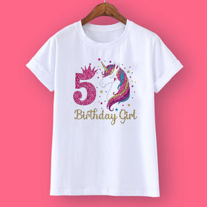 Unicorn Birthday Girls T-Shirt 1-12 Birthday