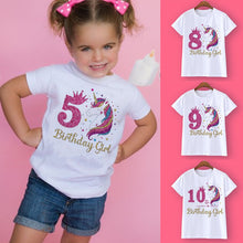 Load image into Gallery viewer, Unicorn Birthday Girls T-Shirt 1-12 Birthday
